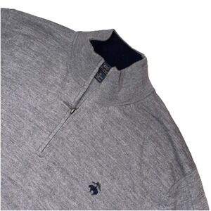 Brooks Brothers 346 Sweater Mens XL Gray  Logo Embroidered 1/4 Zip Pullover Knit